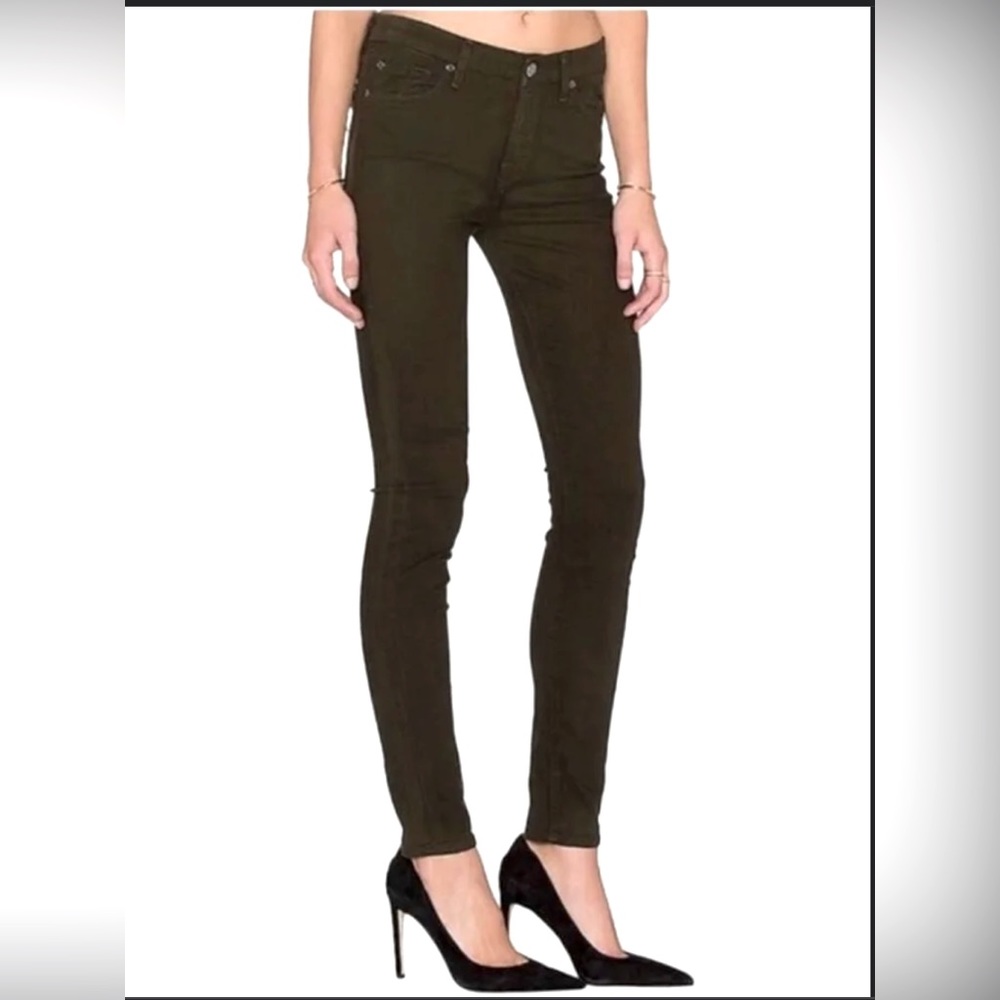 7 For All Mankind The Mid Rise Skinny Jean in Army green- 25